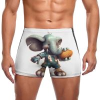 Elephant Swimming Trunks Cartoon  Drawing Style Print Beach Swim Boxers Large Size Stay-in-Shape Man Swimwear Swimwear