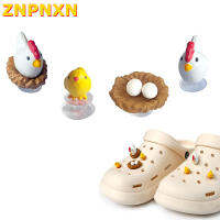 ZNPNXN เครื่องประดับรองเท้า3D รูปไก่น่ารักสำหรับ Crocs อุปกรณ์เสริมรองเท้าเข้าคู่แบบทำด้วยตนเองสำหรับงานเลี้ยงเด็กเด็กผู้ชายเด็กผู้หญิงผู้ชายผู้หญิง