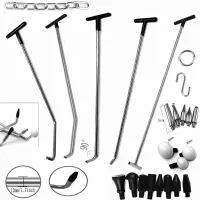 【YF】 24Pcs Car Crowbar Stainless Steel Hail Wound Healing Paintless Dent Repair Tool Pull Rod With Replaceable Head Chain S Hook Ring