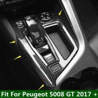 Carbon Fiber Stalls Gearshift Gear Shift Box Cover Moulding Trim Decor Frame Interior Accessory For Peugeot 5008 GT 2017 - 2022