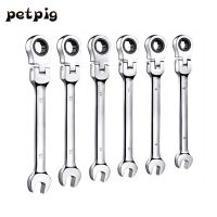 Petpig Keys Set Wrenches 6-11mm Flexible Head Ratcheting Wrench Combination Spanner Tool Set Car Repair Ratchet Universal Wrench