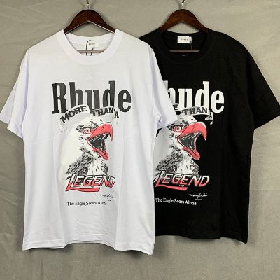 Rhude T-Shirt American High Street Eagle Letter Print Rhude Cotton Breathable Men Short Sleeve T Shirt Real Photos