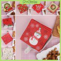 P-CUTE 20pcs Party Supply Santa Claus Table Decor Snowman Towel Serviette Printing Paper Napkin Christmas Decoration