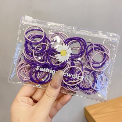 100ชิ้น/ถุงสาวๆสีลูกอมน่ารักเครื่องประดับผมสายรัดที่หนีบผมยาง Scrunchie ยางมัดผมหางม้า