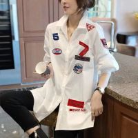 COD SDFGERTYTRRT Korean Style Women Ladies Loose Oversized Vintage White Long Sleeve Shirt Blouse Baju Baju Wanita Lengan Panjang Kemeja