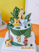 ใหม่สัตว์เสือสิงโตช้างการ์ตูนเค้ก Topper Forest Jungle Safari Cupcake Decor 1st Birthday Party ของขวัญน่ารัก-rangse22