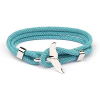 Fashion Whale Tail Anchor Bracelets Men Multilayer Charm Rope Chain Bracelet Male Women Navy Style Wrap Metal Sport Hook