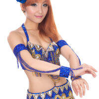 12 Colors Wholesale Belly Dance Costume Accessories 1 pair Arm Sleeves Wrist Adjustable Chiffon Sleeve Sequins Armbands