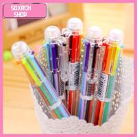 SQXRCH SHOP 5PCS สร้างสรรค์และสร้างสรรค์ ปากกาลูกลื่น6สี การ์ตูนลายการ์ตูน น่ารักน่ารักๆ ปากกามาร์กเกอร์ กราฟฟิตี กดแล้วกด ปากกา6สี อุปกรณ์สำนักงานโรงเรียน