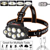 8LED Portable Headlight Light USB Rechargeable Waterproof Headlamp Flashlight 2400mAh Power Display Headwear Torch for Fishing