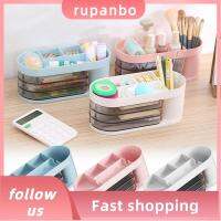 RUPANBO039392692 พลาสติกทำจากพลาสติก กล่องเก็บเครื่องเขียน โรตารี่ โต๊ะเป็นระเบียบเรียบร้อย ที่ใส่ปากกา แข็งแรงทนทาน จุได้มาก เครื่องเขียนออแกไนเซอร์ เครื่องเขียนสเตชันเนอรี