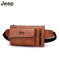 JEEP BULUO Big nd Men Sling Bag Fashion Casual Leather Chest Waist Bag Crossbody Daypacks For College Teenagers New