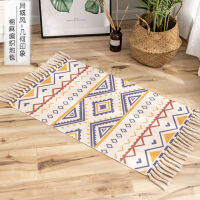 Nordic Cotton And Linen Knit Rug Ethnic Style Carpet Tassel Small Rug Bedroom Kitchen Rugs Mat Boho Washable Home Decoration