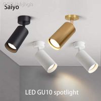 Jhjhhgh Saiyo หลอดไฟ GU10ไฟสปอตไลต์ Led แบบเปลี่ยนได้รางโคมไฟสปอตไลท์สีดำทองสำหรับร้านค้าในห้อง