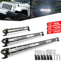 Led Work Light Bar Super Slim Offroad 12 20 32 Inch Spot Flood Barra Led Light Bar For Car 4x4 Truck 4WD A Fog Lights 12V