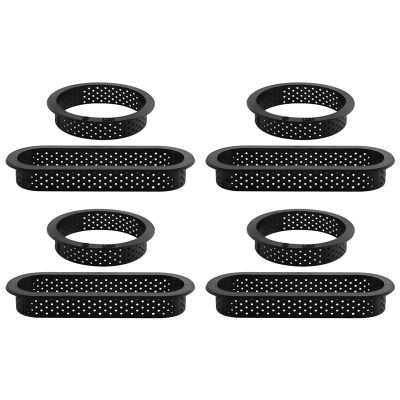8 Pcs Round &amp; Oval Tart Rings Heat-Resistant Perforated Cake Mousse Ring Non Stick Bakeware Mini Cake Mold Cake Rings