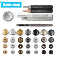 25Sets 201/203 Metal Snap Fasteners Snaps Button Press Studs 4 Installation Tools For Clothes Garment Bag Shoes Leathercraft