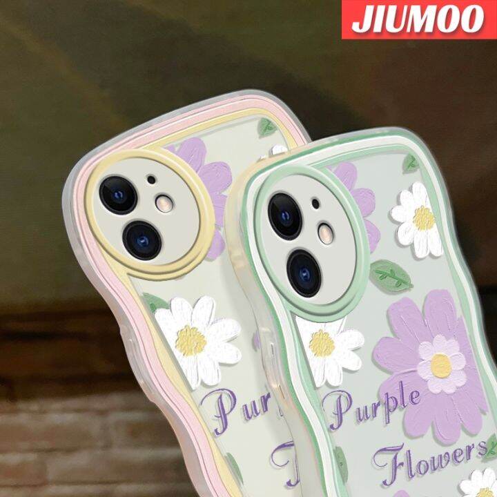 เคส-jiumoo-สำหรับ-huawei-p30-p30-pro-p30-lite-เคสการ์ตูนแฟชั่นดอกไม้สีม่วงสร้างสรรค์ลายคลื่นขอบซิลิโคนกล่องกันกระแทกป้องกันเลนส์กล้องเคสนิ่มโปร่งใส