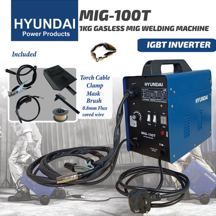 Hyundai 1kg gasless mig welding machine with 0.8mm flux cored wire MIG
