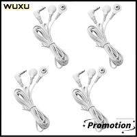 WUXU 4pcs 3.5มม. สายเคเบิลปุ่มนวดเครื่อง2ทาง พลาสติกและทองแดง สีขาวขาว อิเล็กโทรดสิบสาย การนำไฟฟ้าการนำไฟฟ้า ลวดอิเล็กโทรด Snap ขนาด3.5มม สำหรับเครื่องนวด tens/ems