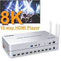 8K 60Hz 10 Way HDMI USB แบบหลายกล่องสมาร์ททีวี3.0 KVM U แฟลชดิสก์เครื่องเล่นวิดีโอ3D HDR10 48Gbps H.265 Andriod 10.0 2K 4K Wi-fi ดีแอลเอ็นเอ