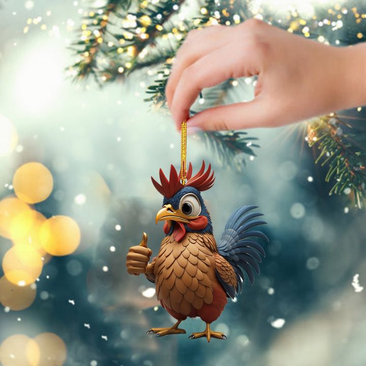 งานเครื่องประดับรูปไก่รูปไก่ของตกแต่งต้นคริสต์มาสงานทำมือสำหรับลานระเบียงและของแท้คุณภาพสูงสวน