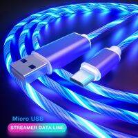 ✘☜ Flowing Light Data Cable Car Fast Charger Running Light CharGing Cable For Apple TYPE-C Android Phone Seven Color Light