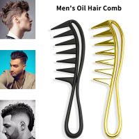 Hot Sale Golden Barber Shark Oil Head Wide Tooth Comb Custom Logo Detangling Brush For Curly Hair Styling Tool