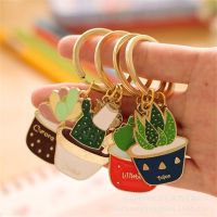 Cute Mini Cactus Keychain For Women Succulent Potted Green Plants Letter Key Chains Bag Car Bag Charms Party Favors