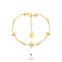 Haus of Jewelry CELESTIAL CHAIN BLACELET ข้อมือเงินแท้ ประดับเพชรคิวบิกเซอร์โคเนีย (Cubic Zirconia)