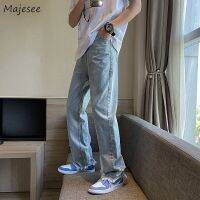 【YD】 Jeans Men Hole Denim Ulzzang Fashion Loose Straight Thin Ins Street Teens All-match Leisure