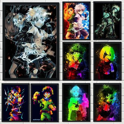 Hunter X Hunter/my Hero Academia/black Clover โปสเตอร์ภาพวาด Wall Art ตกแต่ง Bar Decor ผ้าใบโปสเตอร์ Anime Poster