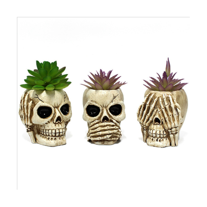 3pcs-skull-head-flower-pots-gothic-skeleton-planter-container-halloween-ornament