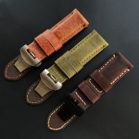 Suitable For Italian calfskin leather watch strap suitable for Panerai 312 111 green oil palm butterfly buckle 24mm