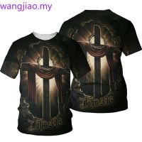 Jesus The cross T-shirt Summer Short Sleeve Tees Christian Jesus T-Shirt Style Male Clothes 3D Print Fashion Casual T-shirts