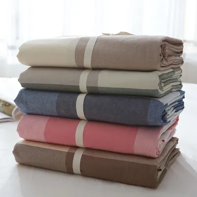 （HOT) ผ้านวมผ้าฝ้ายฟอกย้อมเส้นด้ายสไตล์ญี่ปุ่น 1.8 ผ้านวมขายส่งผ้าฝ้ายลายสก๊อตดี