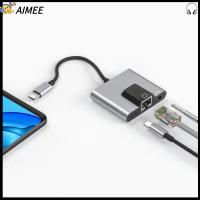 AIMEE แล็ปท็อป แท่นวาง ความเร็วสูง Pd ชาร์จเร็ว อะแดปเตอร์เครือข่าย LAN USB C ถึง3.5มม.เสียง ประเภท C ถึง Ethernet