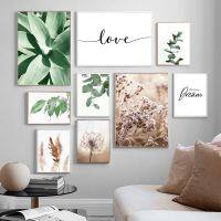 สีเขียว Agave Leaf Wall Art Dandelion Pampas Grass ภาพวาดผ้าใบ Nordic โปสเตอร์และพิมพ์ภาพผนังสำหรับตกแต่งห้องนั่งเล่น New