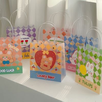 Ins wind transparent cute bear girl heart gift bag pvc bag Valentines Day birthday gift bag 【MAY】