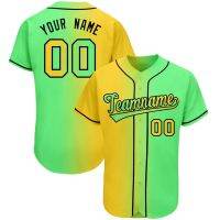 2023 New Mens Baseball Jersey, Gradient Hipster Button Down Hip Hop Shirt, Print Team/Name/Number Sports Uniform