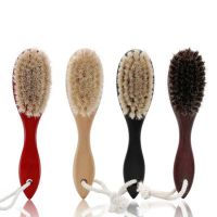 [Nai Nai comb]4สี Retro Horse Hair Sweeping Brush Men Beard Comb Oval Wood Handle Barber Dust Brush For Broken Hair Cleaning Tool