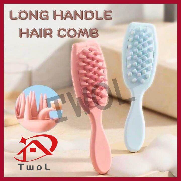 TWOL Silicone Shampoo Brush Hair Massager Scalp Massage Brush Hair