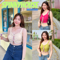 ?SpinnyHouse? เสื้อไปทะเล ต้อนรับซัมเมอร์ ใส่สบาย✨ ด้านหลังยืด เสื้อครอปสั้น? ดีเทลช่วงขอบลายดอกไม้ รุ่น โบกี้