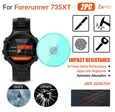 Zenia 2PCS HD เต็มหน้าจอขอบโค้งเต็มรูปแบบฟิล์มกันรอยสำหรับ Garmin Forerunner 735XT สมาร์ทนาฬิกากีฬา HD 9H Super Anti-ลายนิ้วมือฟิล์มฟิล์มป้องกันการระเบิดป้องกันฟิล์มป้องกันรอยขีดข่วนความปลอดภัยประสิทธิภาพการดูดซับอัตโนมัติ