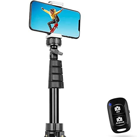 SENSYNE 62 Phone Tripod & Selfie Stick, Extendable Cell Phone Tripod Stand  with Wireless Remote and Phone Holder, Compatible with iPhone Android