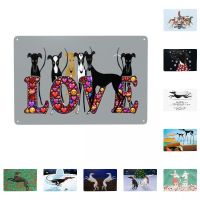 Love Hound Sign Custom Vintage Greyhound Whippet Sighthound Dog Bar คาเฟ่ลานชายถ้ำบาร์ผนังโลหะป้ายศิลปะตกแต่ง 20 * 30 ซม