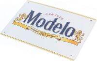 Modelo Cerveza ป้ายดีบุกตกแต่งเบียร์มนุษย์ถ้ำขนาด12X8นิ้ว0707