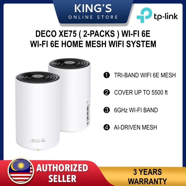 TP-LINK Deco XE75 AXE5400 Wi-Fi 6E Router Mesh System - White (2