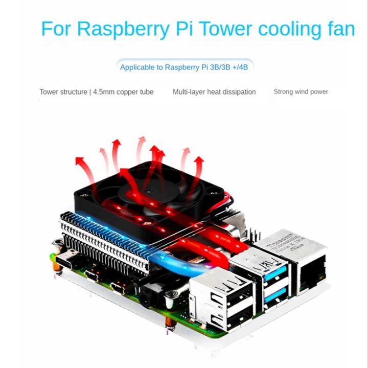 pwm-tower-cooling-fan-for-raspberry-pi-3b-3b-4b-pwm-speed-regulating-cooling-thermal-cooling-device-with-thermal-pad