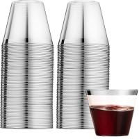 Silver Rimmed Plastic Cups, Plastic Tumblers Reusable Drink Cups Party Wine Glasses for Champagne Cocktail Martini